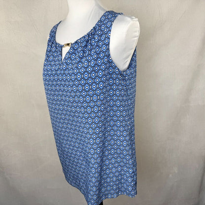 Dana Buchman Sz S Satin Top Round Neck Gold Tone Hardware Sleeveless Zipper