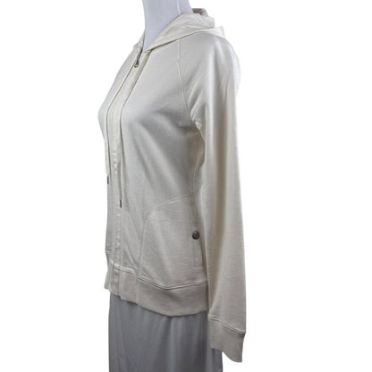 Ann Taylor Loft Jacket Women's Sz S Ivory  Zippered Hoodie Long Sleeves Pocket