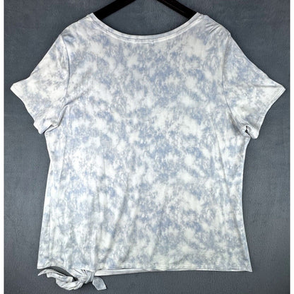 Matty M Top Sz XXL Blue Marbled V-Neck Short Sleeve Front Knot Tie