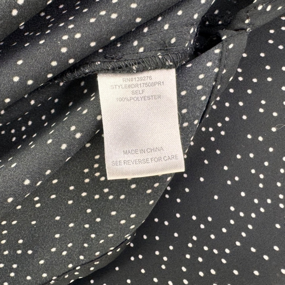 DR2 Ladies Top Sz M Black with white polka dots V-neck Sleeveless