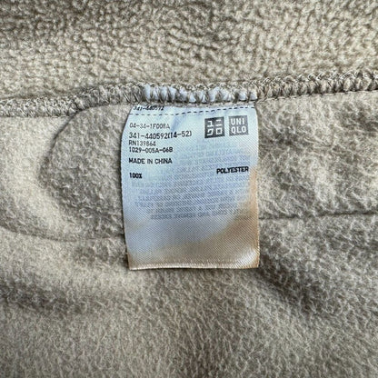 Uniqlo Jacket Men Sz L Beige Fleece Full Zip Casual Elastic Hem Long Sleeve