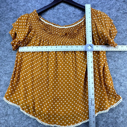 Rewind Top Amber and White Polka Dots Cropped Off The Shoulder Blouse Medium