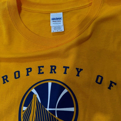 Gildan Golden State Warriors Property Of Yellow Shirt Men Sz XL Short Sleeve