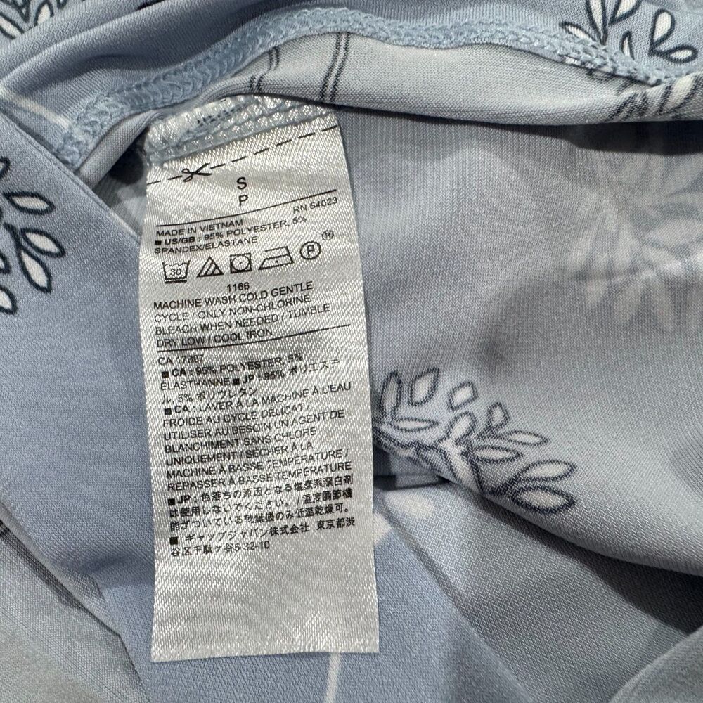 Banana Republic Top Sz S Blue Floral V-Neck Stretch Sleeveless Tie Front