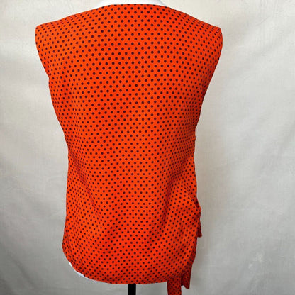 Ann Taylor Top Sz XXSP Orange Polka Dot Side Ruche and Tie Boat Neck Sleeveless
