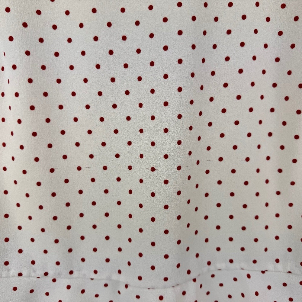 Talbots Ladies Top Sz 8 Sleeveless Cream and Red Polka Dots peplum side zipper