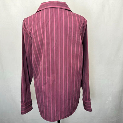 Camisa de mujer Eddie Bauer talla XL, rosa a rayas, manga larga, con botones