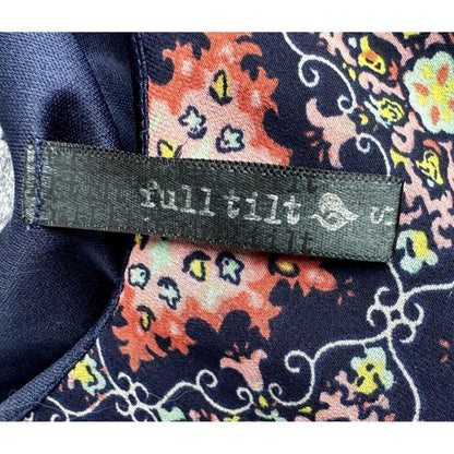 FullTilt Navy  and multicolor print Spaghetti Strap Crop Top Size Small
