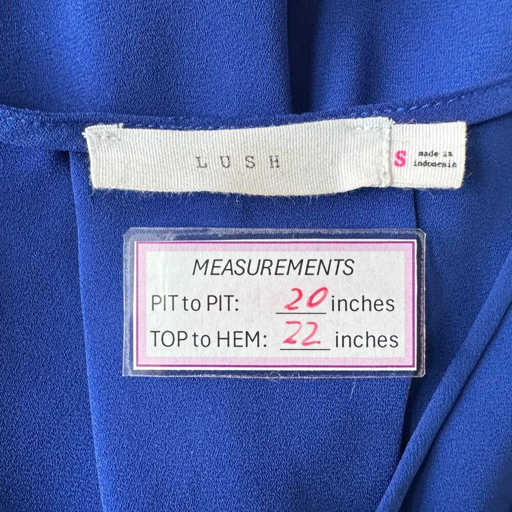 Lush Tank Top Sz S Blue Tunic Faux Wrap Criss Cross V Neck