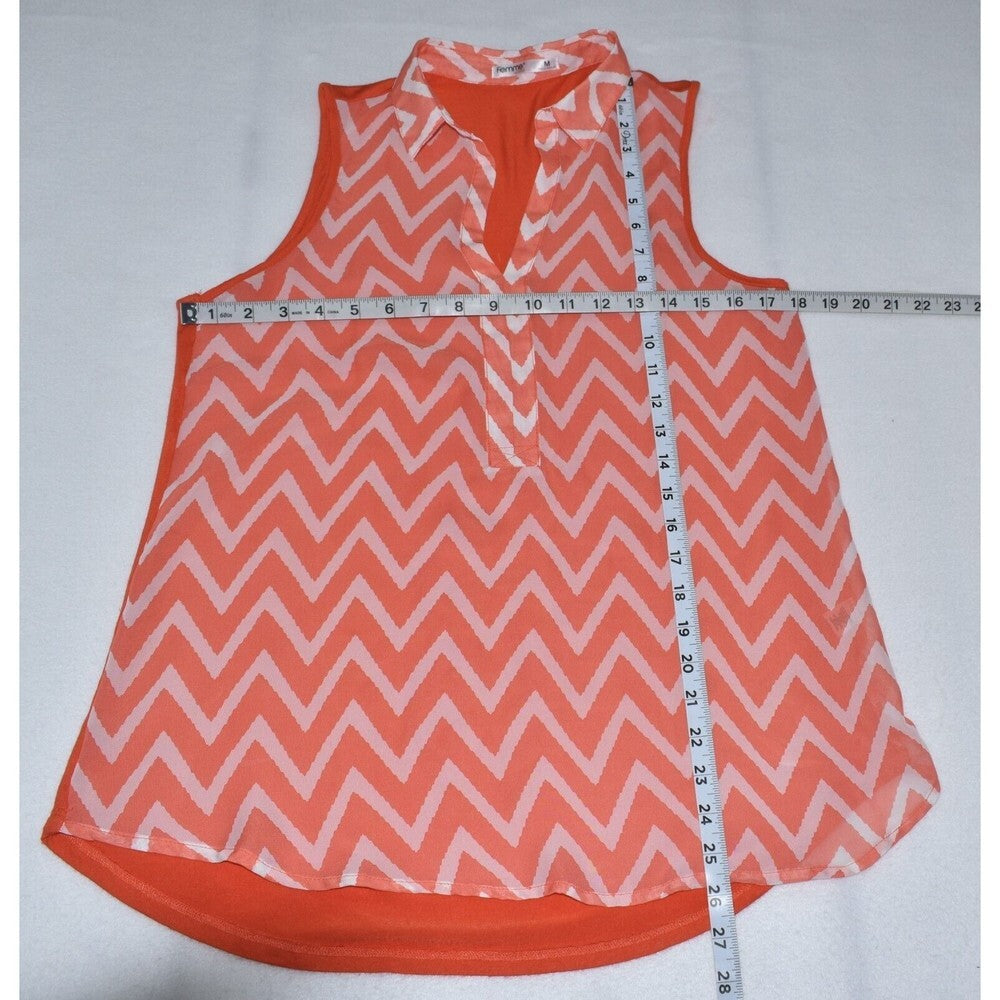 Femme by Tresics Sleeveless Geometric print Orange Blouse Stretch - Size Medium