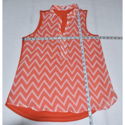 Femme by Tresics Sleeveless Geometric print Orange Blouse Stretch - Size Medium