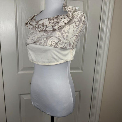 New York & Co Women Top Sz  S Cream Stretch Boatneck Sleeveless Built-In Bra