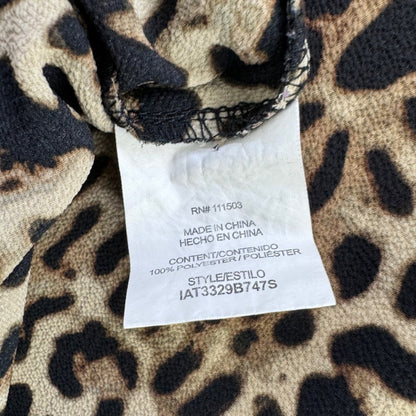 Lily White Top Women Sz M Animal print off should short sleeves scoop neck