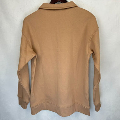 Mondetta Ladies Sz M Beige Pullover Collared Long Sleeve Fleece
