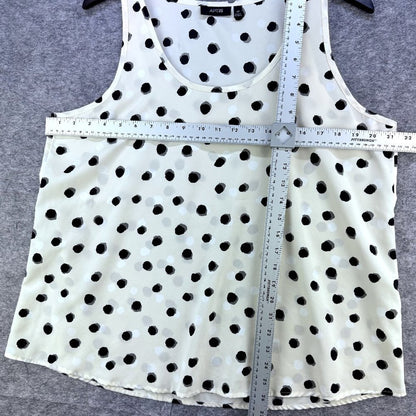 APT 9 Semi sheer tank top cream black gray print sleeveless, Size Medium
