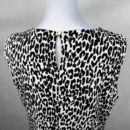 Calvin Klein Top Sz M Stretch Animal Print Pleated Front Crew Neck Sleeveless