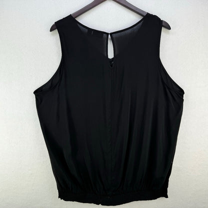 A.N.A. Top Sz 1X Black Embroidered Front sleeveless