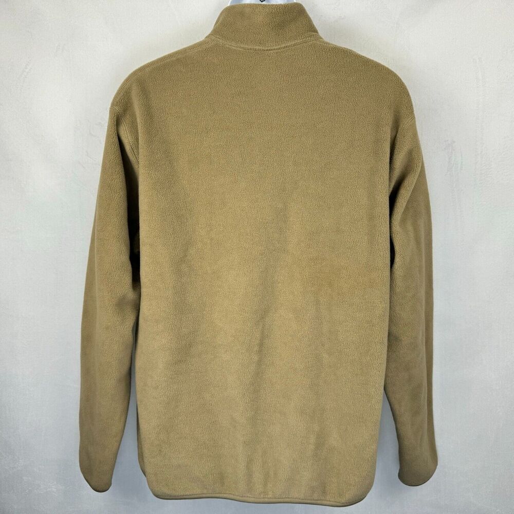 Uniqlo Jacket Men Sz L Beige Fleece Full Zip Casual Elastic Hem Long Sleeve