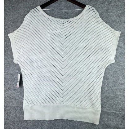 A.N.A. Top Sz 1X White Knit Short Sleeve Scoop Neckline