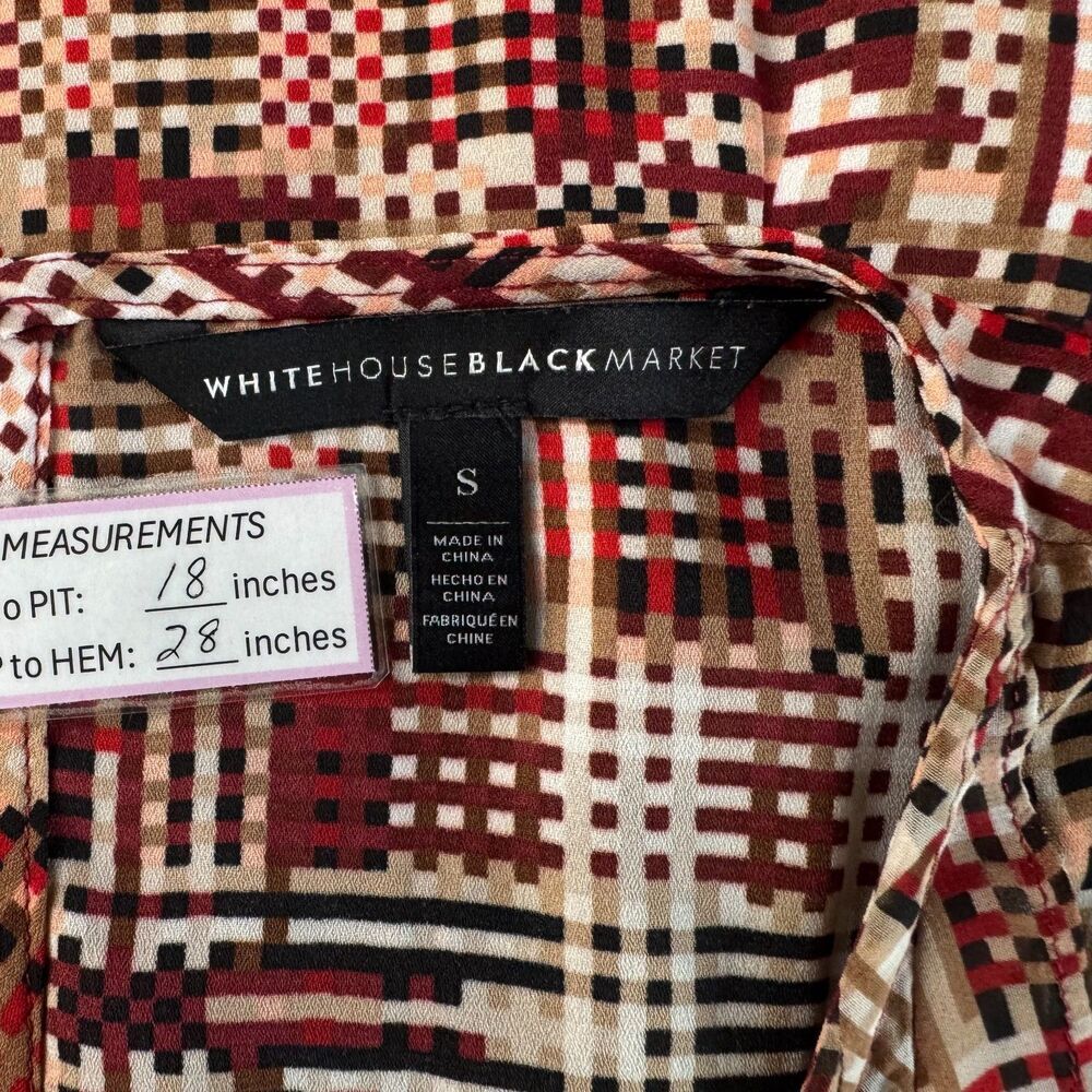 White House Black Market Sz S Geometric Print Asymmetrical Keyhole Sleeveless