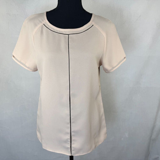 Calvin Klein Top Sz XS Dusty Peach Round Neck Short Sleeve Mesh Trim Keyhole
