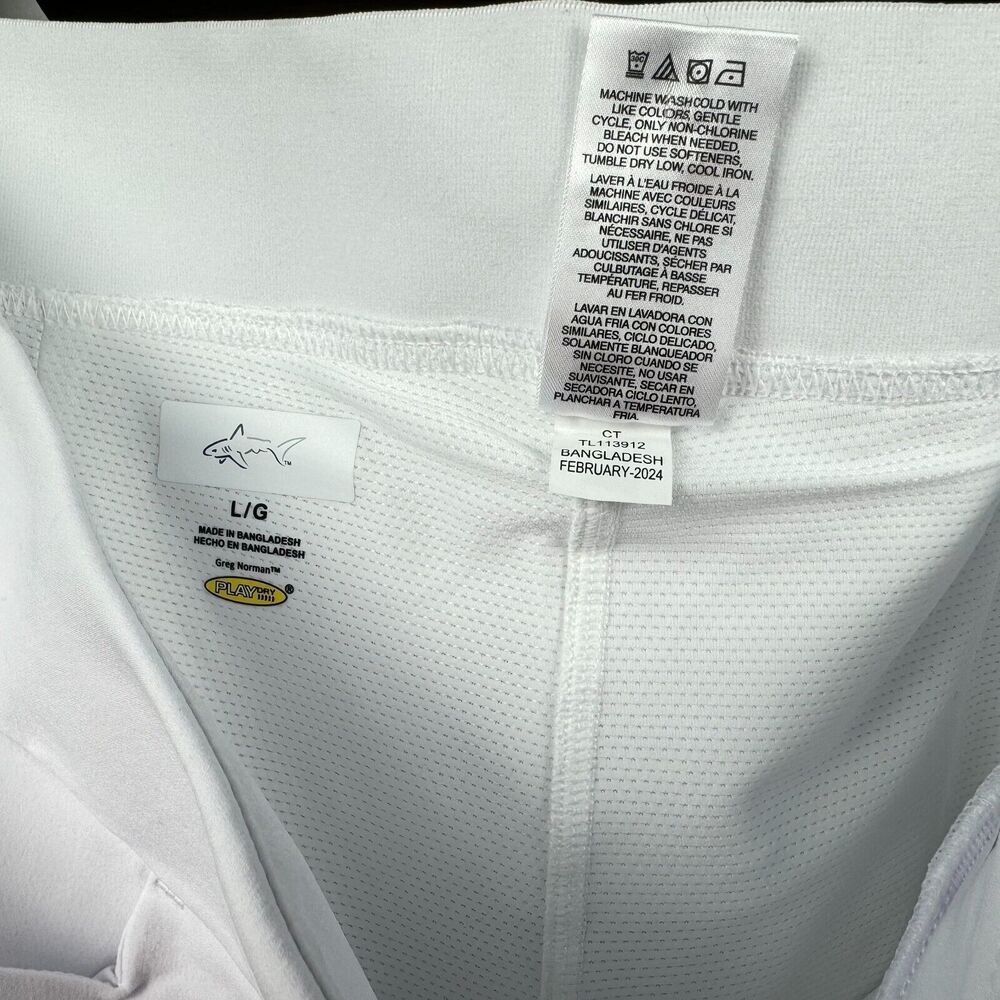Greg Norman White Skort Sz L Tennis Golf Pockets Elastic Waist Mesh Short Liner
