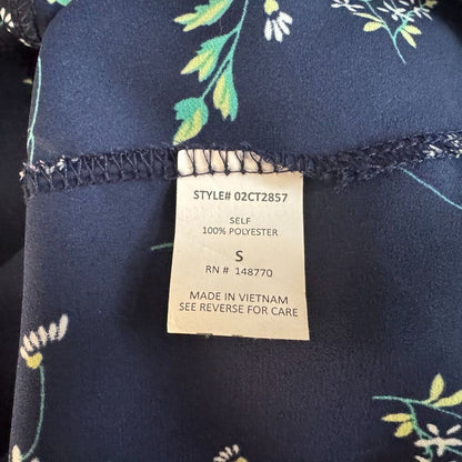 Sienna Sky Crop Top Sz S Black Floral Strappy Spaghetti Strap Front Knot