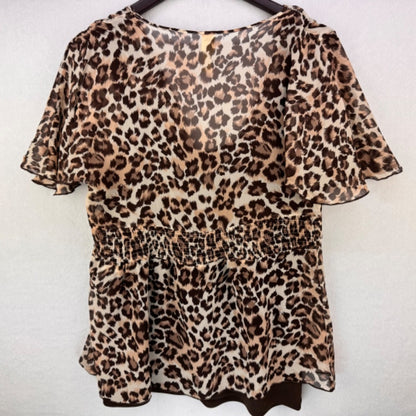 Chenault Ladies Silk Blouse Sz S 2-Piece Brown Beige Tan Solid brown Lining