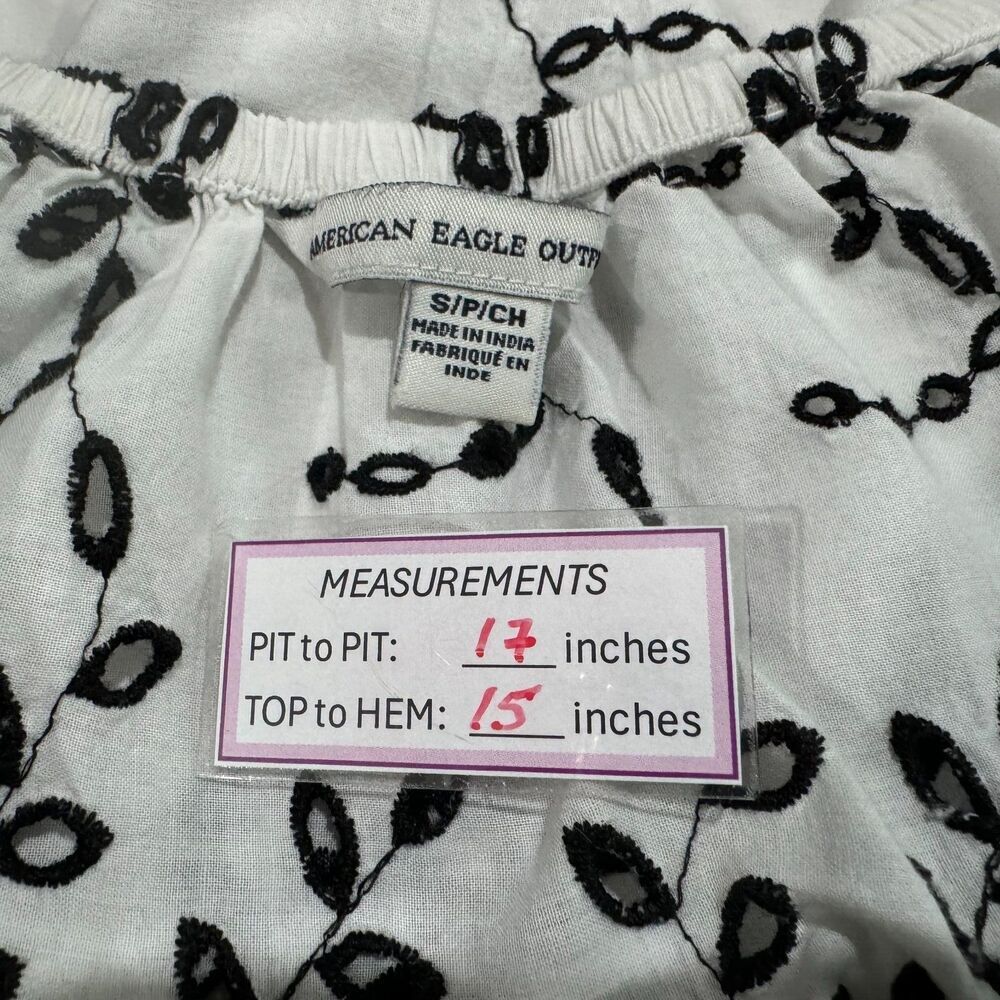 American Eagle Crop Top Sz S Embroidered Cut Outs White Off The Shoulder