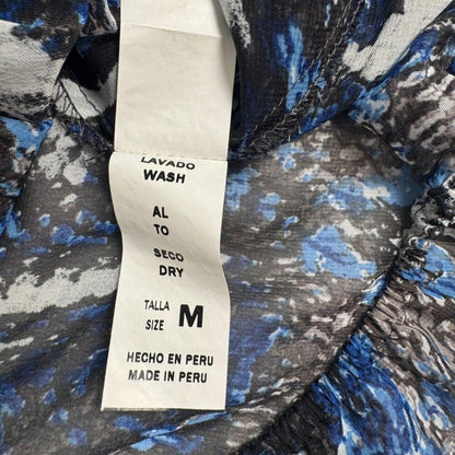 Joaquim Mir Women M Sheer Blouse Abstract Print Long Sleeve Round Neck Career