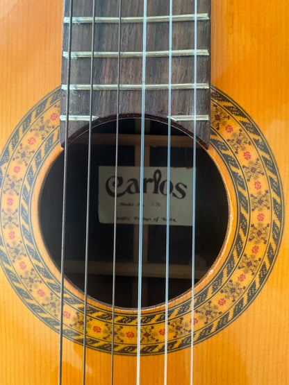 Vintage Carlos Model 236 acoustic classical guitar made in Korea, no case.