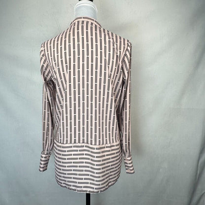 Ann Taylor Women Sz XXS Peplum Pink Silky Blouse Long Cuffed Sleeve Side Slits