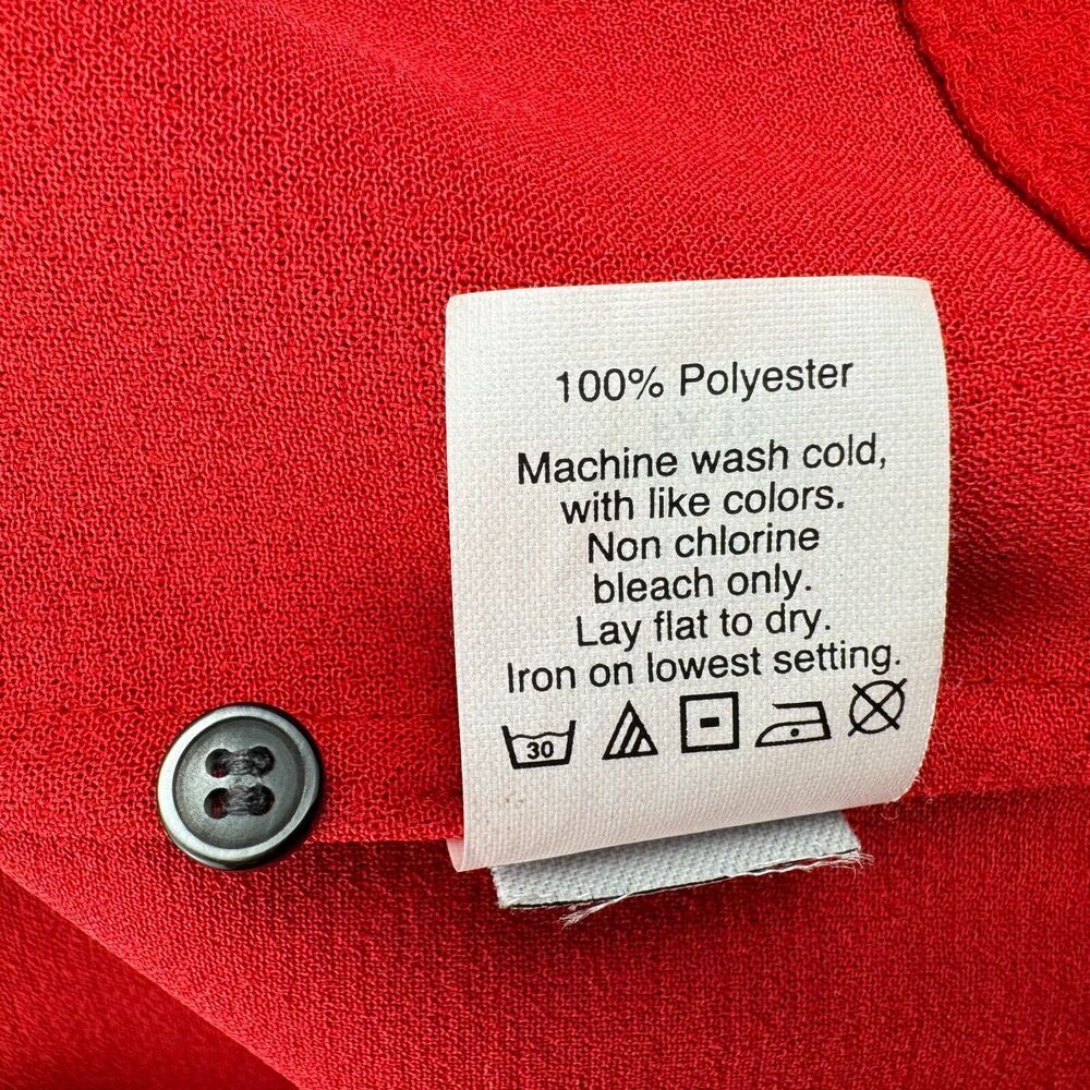 Madewell Ladies Top Sz S Red Crepe Crew Neck Short Sleeve Keyhole Back Pleat