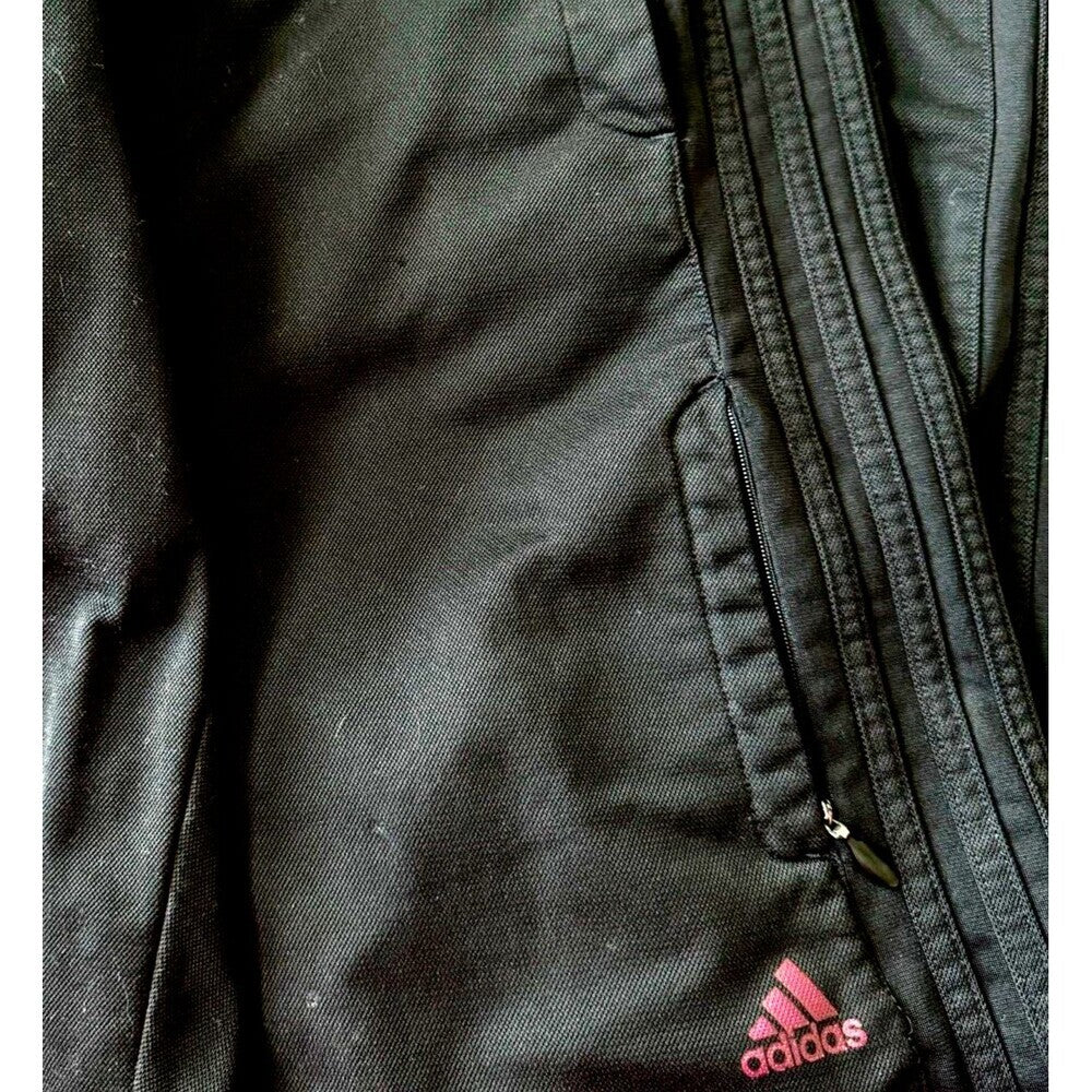 Adidas Track Sweatpants Men Sz M Solid Black 3 Stripes Each Side Basketball