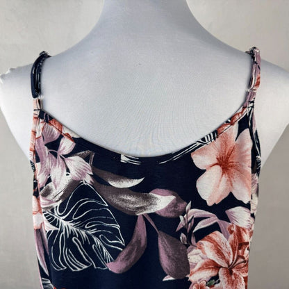 Lavish Women Sz M Navy Floral Crop Top Sleeveless Adjustable Spaghetti Straps