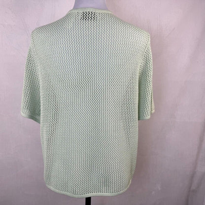 Alfred Dunner Women Sz L Crochet Knit Embroidered Open Cardigan Cotton NWOT