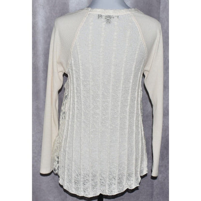Almost Famous Cream Crochet and knit Boho Sweater Vintage - Size Small