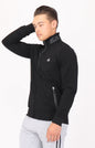 SCR Sportswear men's All-Day Comfort Full Zip Sweatshirt in black, featuring a stand-up collar, embroidered logo and zippered pockets, modeled front view.