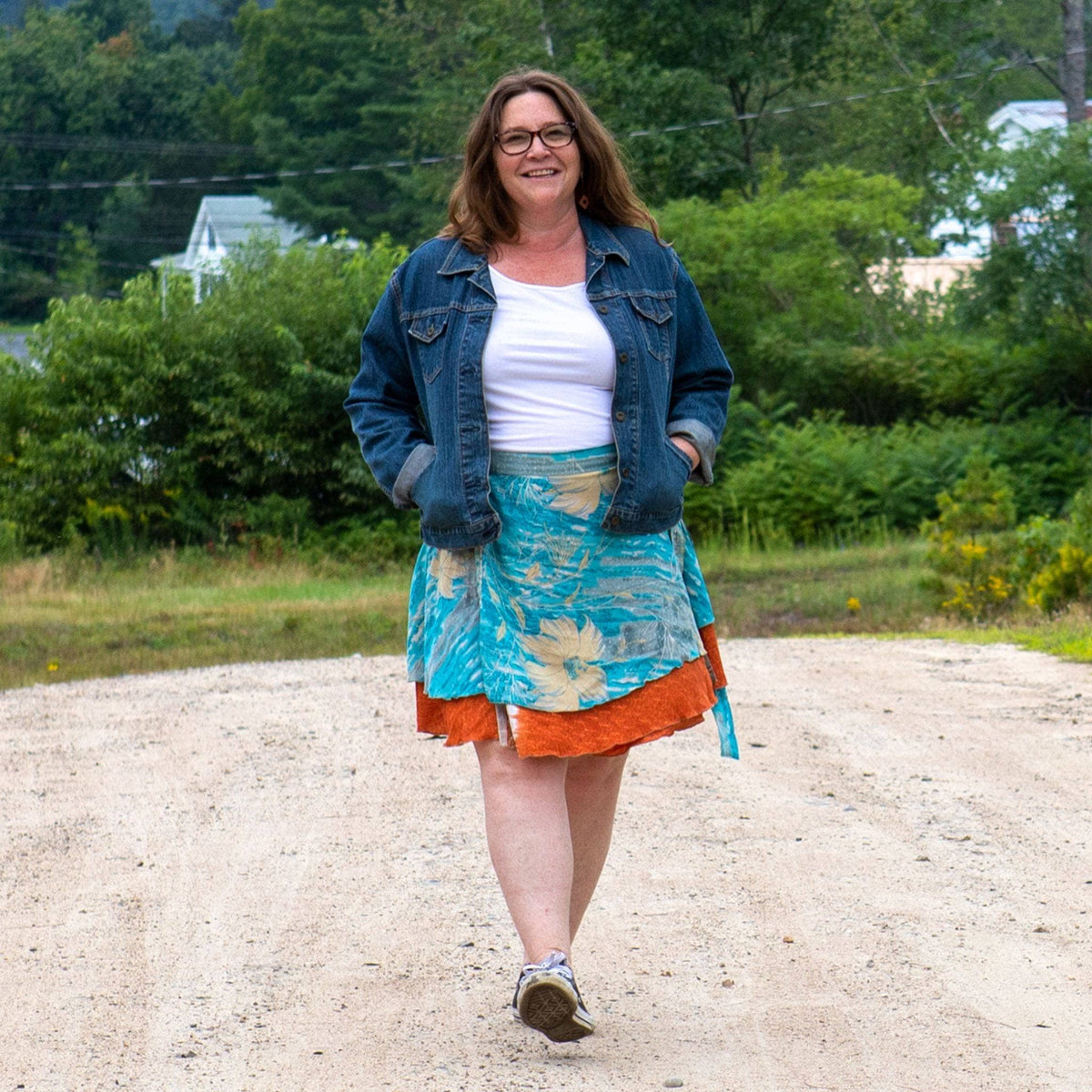 Darn Good Yarn Women's Recycled Sari Wrap Skirt Reversible Boho