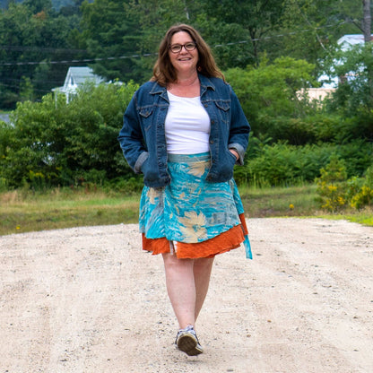 Darn Good Yarn Women's Recycled Sari Wrap Skirt Reversible Boho