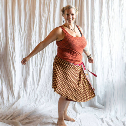 Darn Good Yarn Women's Recycled Sari Wrap Skirt Reversible Boho