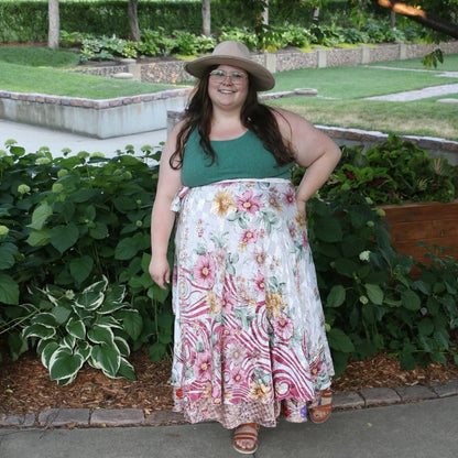 Darn Good Yarn Women's Recycled Sari Wrap Skirt Reversible Boho