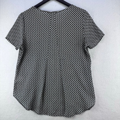 Pleione Top Women Sz XS Black polka dot pleated back