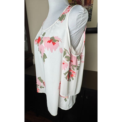 Candies Top Sz S Sheer Ivory Floral Round Neck Cut Out Cold Shoulder