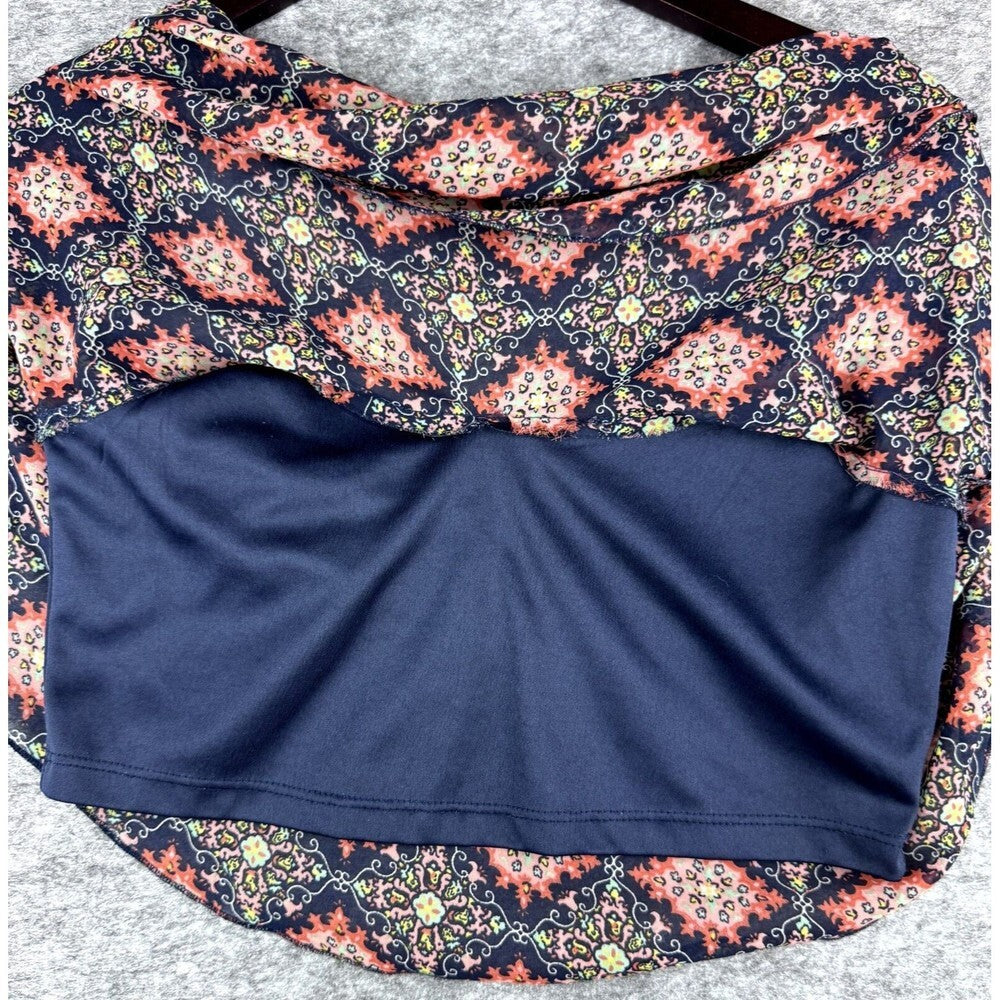 FullTilt Navy  and multicolor print Spaghetti Strap Crop Top Size Small