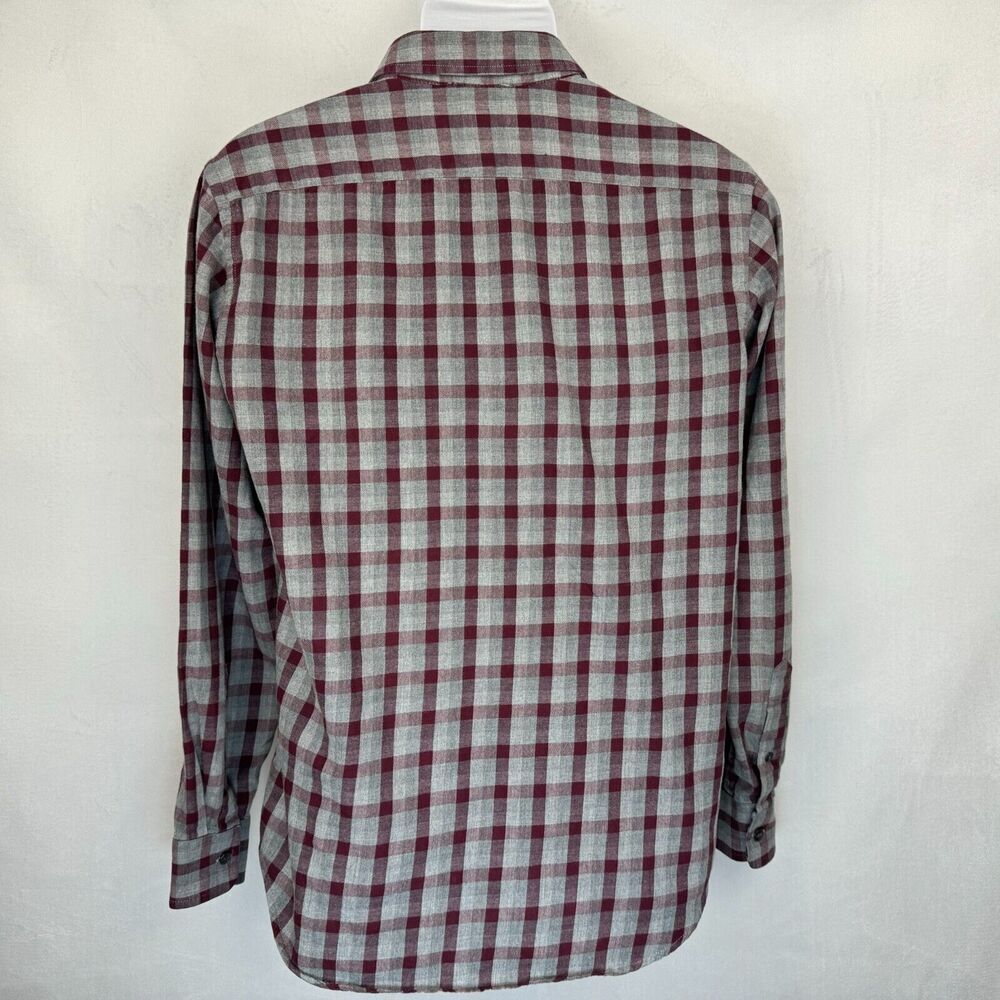 Banana Republic Shirt Men Sz S Red Gray Plaid Lightweight Flannel Casual
