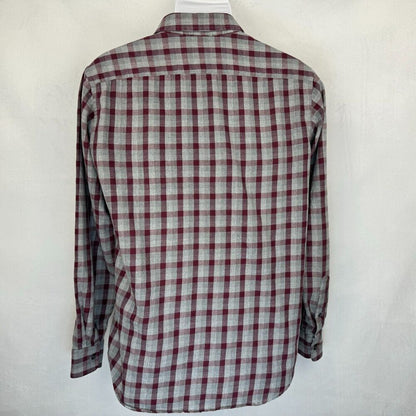 Banana Republic Shirt Men Sz S Red Gray Plaid Lightweight Flannel Casual