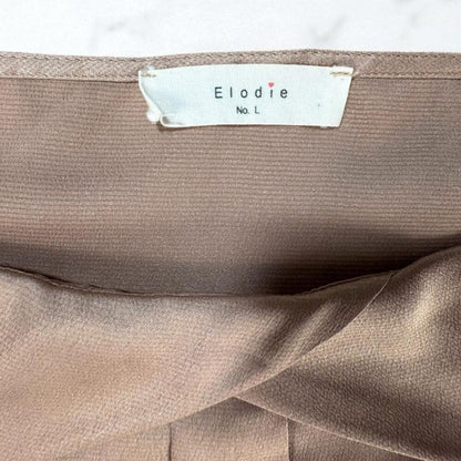 Elodie Women Camisole Sz L Satin Brown Spaghetti Straps Cold Shoulder 3/4 sleeve