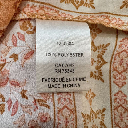 Cupcakes And Cashmere Blouse Sz M Cap Sleeve Split VNeck Orange Floral