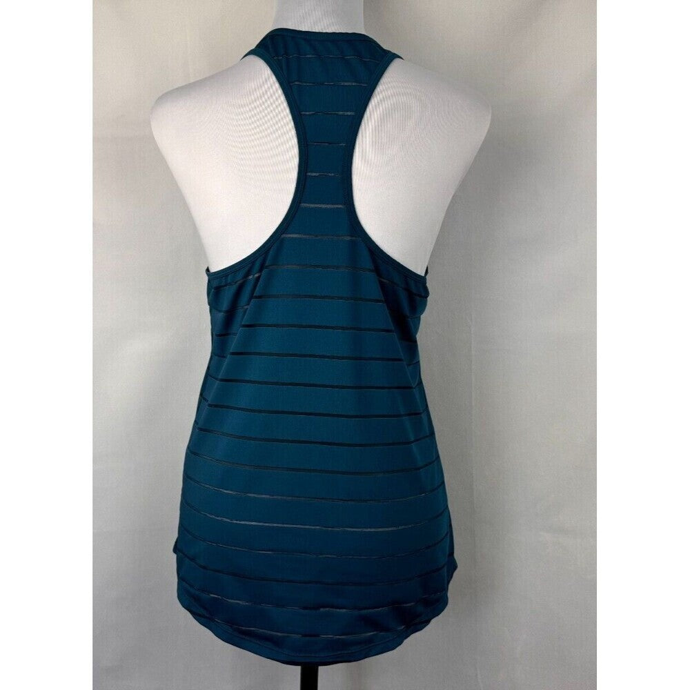 ZYIA Active Athletic Tank Sz M Striped Teal Blue Green with small mesh lines
